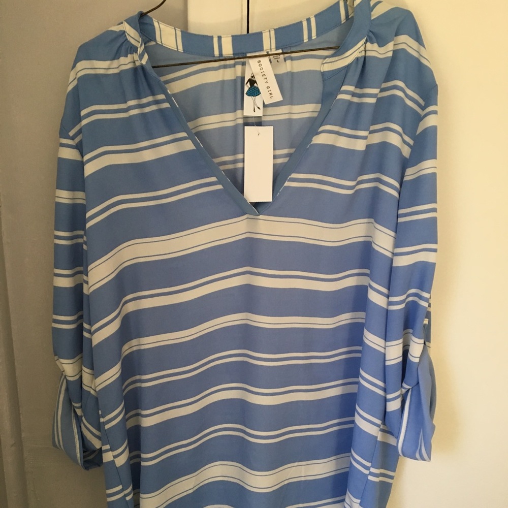 NWT- Blue and white striped shirt